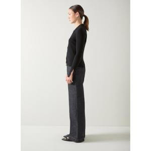 L.K. Bennett Willow Black Cotton Rib Collar Cardigan